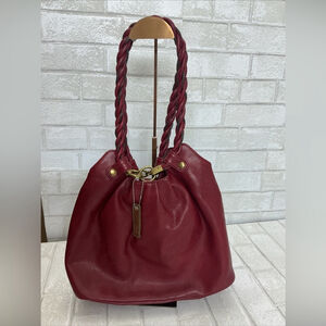 Vintage Relic Burgundy Shoulder Bag with Braided Handles